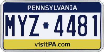 PA license plate MYZ4481