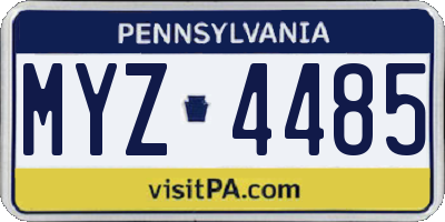 PA license plate MYZ4485