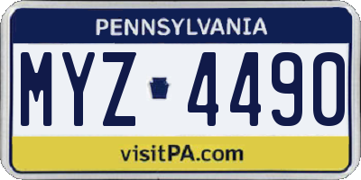 PA license plate MYZ4490