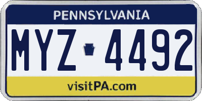 PA license plate MYZ4492