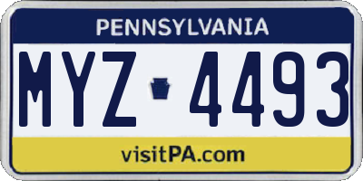 PA license plate MYZ4493