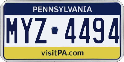 PA license plate MYZ4494
