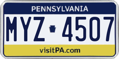 PA license plate MYZ4507