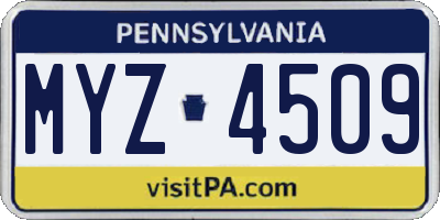 PA license plate MYZ4509