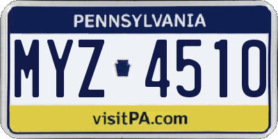 PA license plate MYZ4510