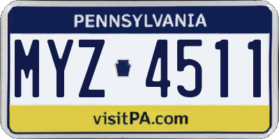 PA license plate MYZ4511