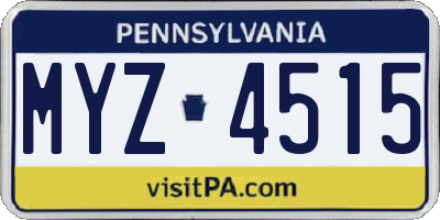 PA license plate MYZ4515