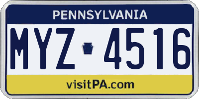 PA license plate MYZ4516