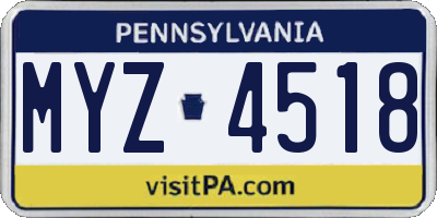 PA license plate MYZ4518