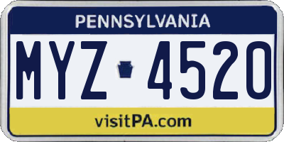 PA license plate MYZ4520