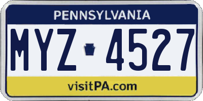 PA license plate MYZ4527