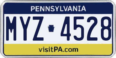 PA license plate MYZ4528