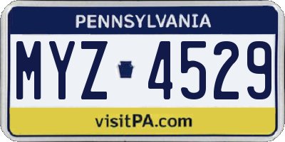PA license plate MYZ4529