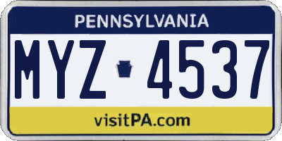 PA license plate MYZ4537
