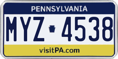PA license plate MYZ4538