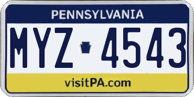 PA license plate MYZ4543