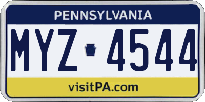 PA license plate MYZ4544