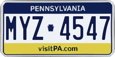 PA license plate MYZ4547