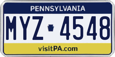 PA license plate MYZ4548