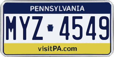 PA license plate MYZ4549