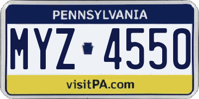 PA license plate MYZ4550