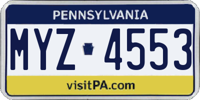 PA license plate MYZ4553