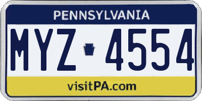 PA license plate MYZ4554