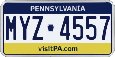 PA license plate MYZ4557