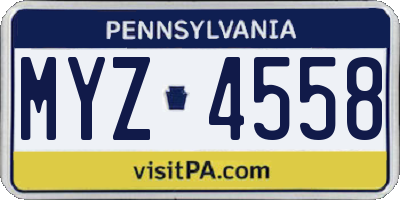 PA license plate MYZ4558