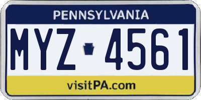 PA license plate MYZ4561