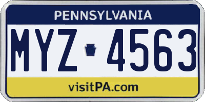PA license plate MYZ4563