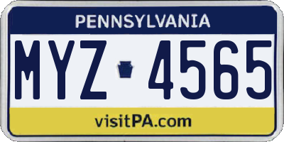 PA license plate MYZ4565