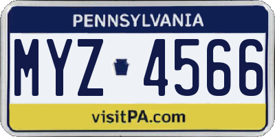 PA license plate MYZ4566