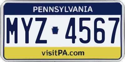 PA license plate MYZ4567