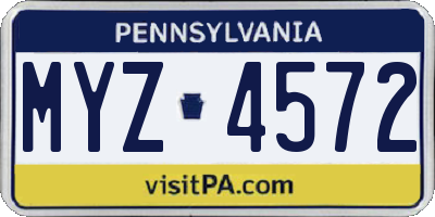 PA license plate MYZ4572