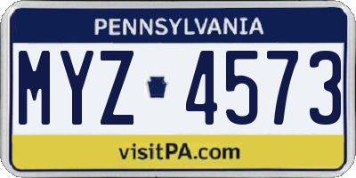 PA license plate MYZ4573