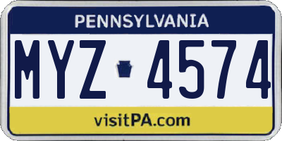 PA license plate MYZ4574