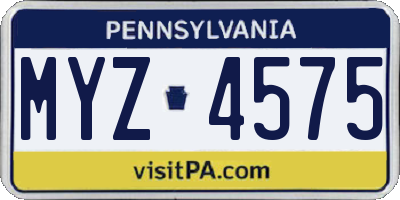 PA license plate MYZ4575