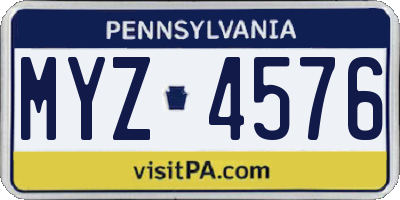PA license plate MYZ4576