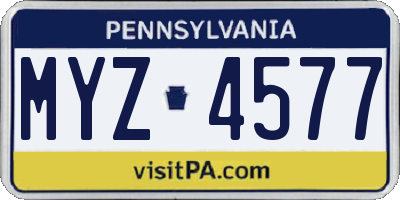 PA license plate MYZ4577