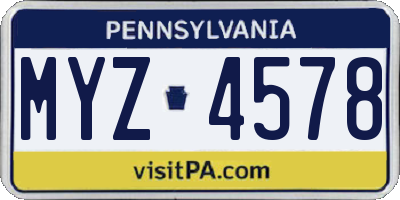 PA license plate MYZ4578