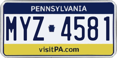 PA license plate MYZ4581