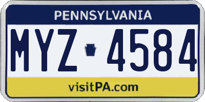 PA license plate MYZ4584