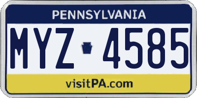 PA license plate MYZ4585