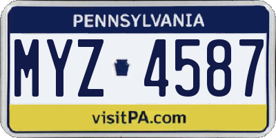 PA license plate MYZ4587
