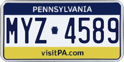 PA license plate MYZ4589