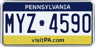 PA license plate MYZ4590