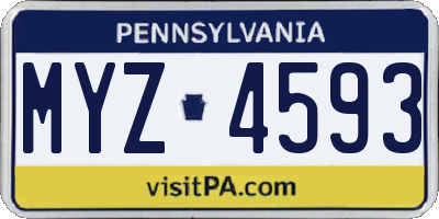 PA license plate MYZ4593