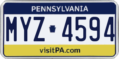 PA license plate MYZ4594
