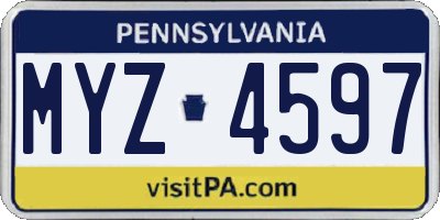 PA license plate MYZ4597